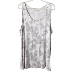 LOGO Layers Lori Goldstein | Lilia Printed Tank Top Gray White Rayon Plus 2X